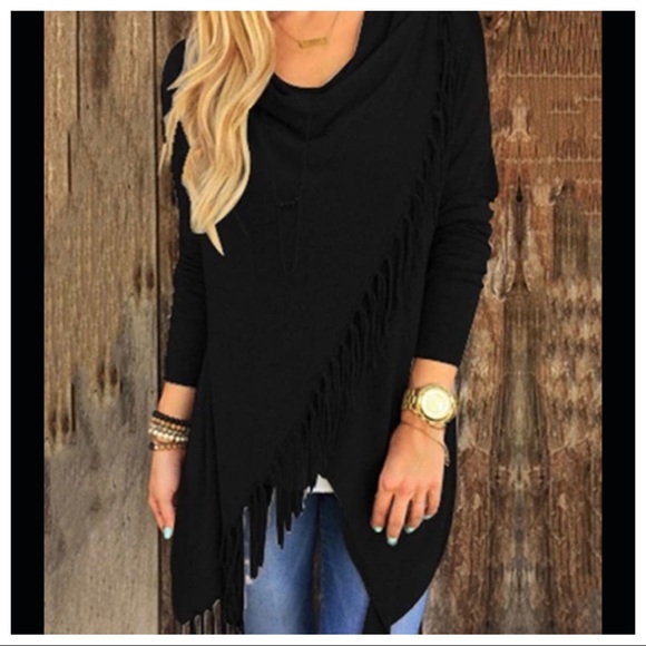 Fabulous Draped Fringe Cardigan with side Button - Picture 5 of 14